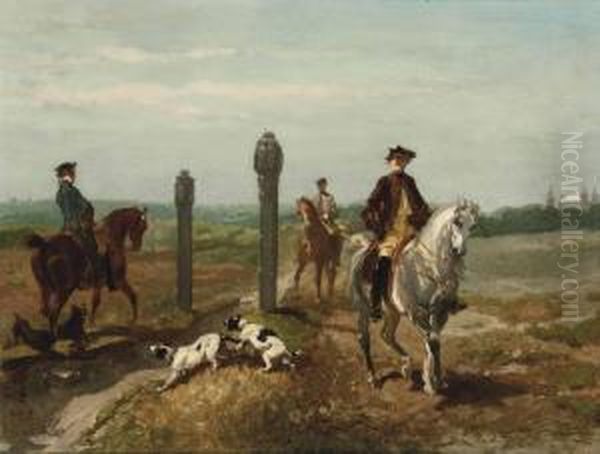 Meeting Up For The Hunt Oil Painting by Charles Rochussen