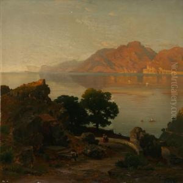 Quiet Evening In Italy Oil Painting by Carl Gustav Rodde