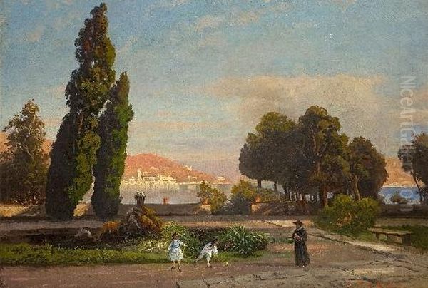 Partie Vor Der Isola Bella Oil Painting by Carl Gustav Rodde