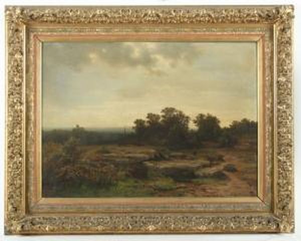 Landschaft Mit Wegekreuz Und Rastenden Wanderern Oil Painting by Carl Gustav Rodde