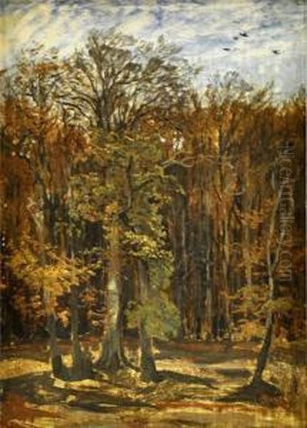 Herbstwald Oil Painting by Karl Rodeck