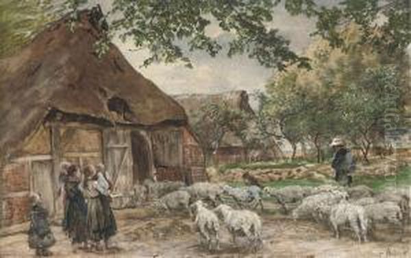 Herding The Sheep Oil Painting by Karl Rodeck