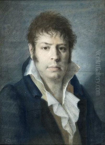 Retrato De Un Joven Con Levita Azul Oil Painting by Vicente Rodes Y Aries