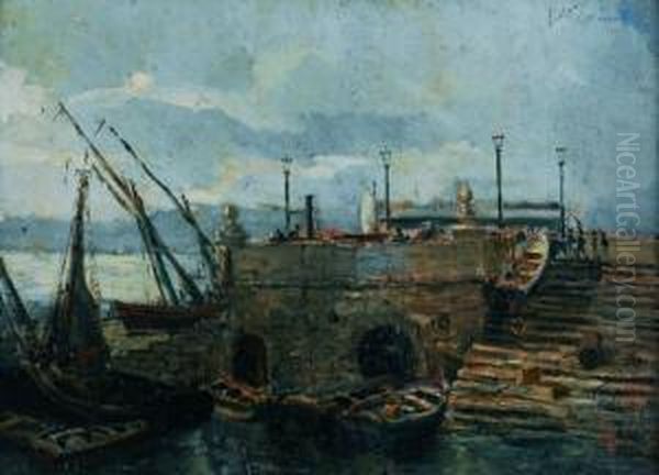 Puerto De Lisboa Oil Painting by Eugenio Oliva Rodrigo