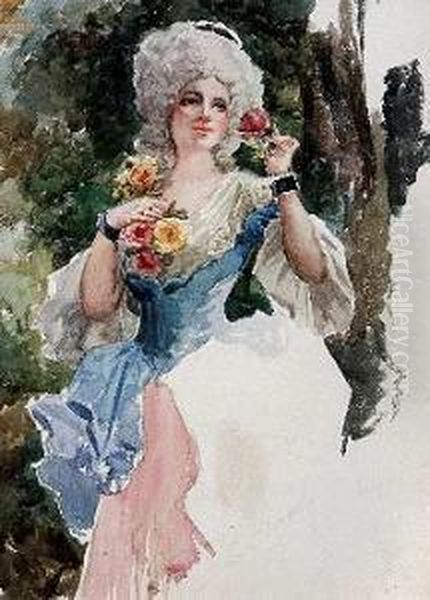 Dama Con Flores Oil Painting by Eugenio Oliva Rodrigo