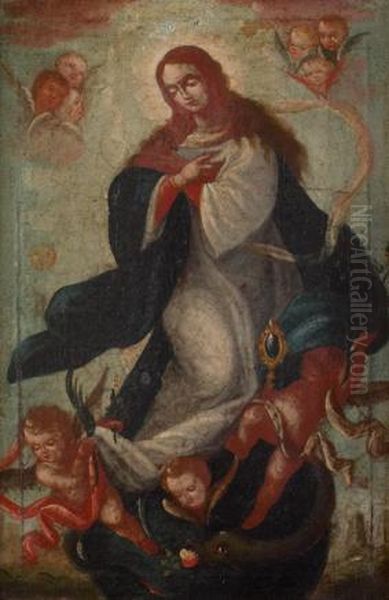 Inmaculada Concepcion Oil Painting by Jose Maria Rodriguez Acosta