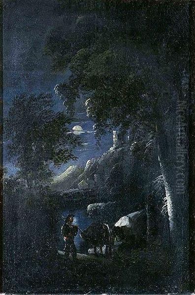 Paisaje Nocturno Oil Painting by Manuel Rodriguez De Guzman