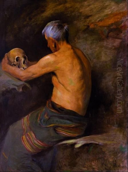 Desnudo De Anciano Oil Painting by Jose Garcia Y Rodriguez