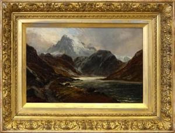 A Mountainous Landscape With A Figure Oil Painting by Clarence Roe