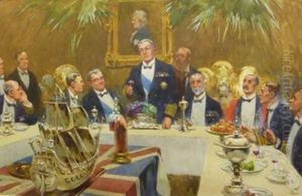 Proposing The Toast At A Naval Dinner Oil Painting by Fred Roe