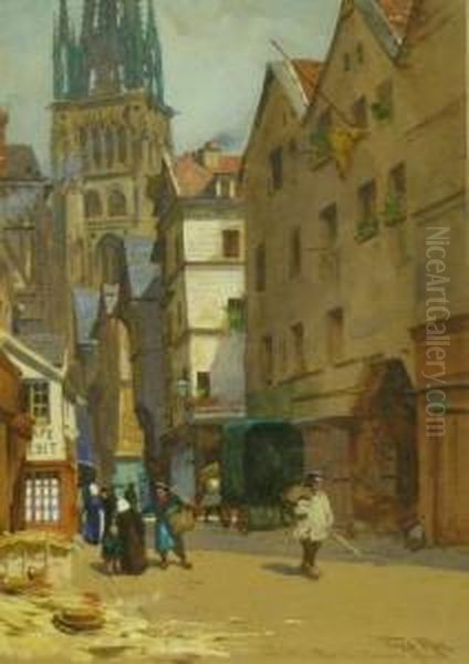 Rouen Street Scene Oil Painting by Fred Roe