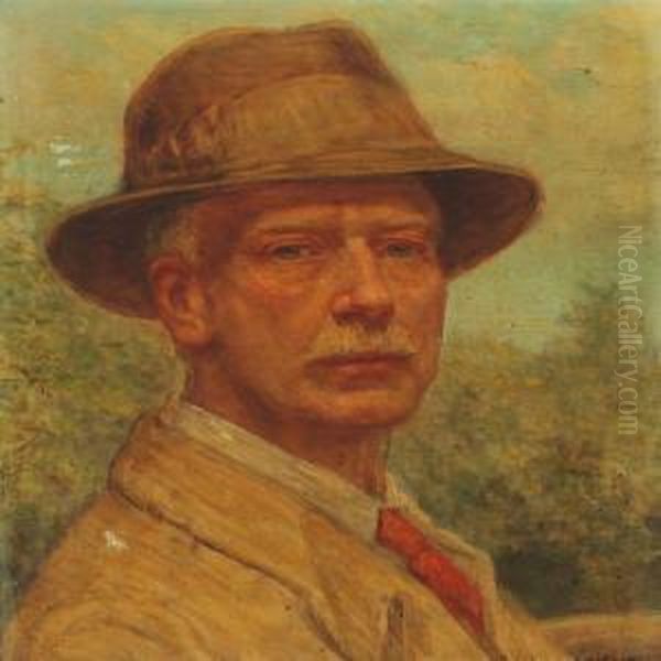 Portrait Of A Gentleman, Probably Selfportrait Oil Painting by Walter Herbert Roe