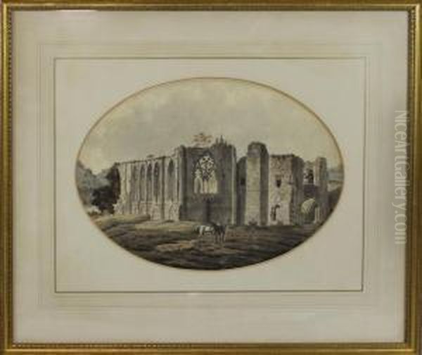 Easby Abbey, Richmond, Yorkshire Oil Painting by J. Roe Warwick