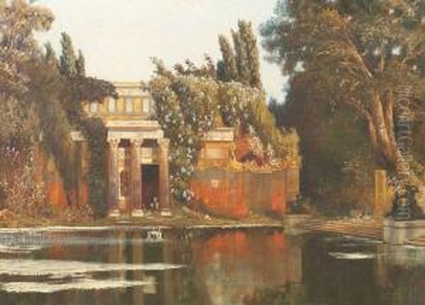 Romische Villa In Gartenlandschaft Oil Painting by Max Roeder