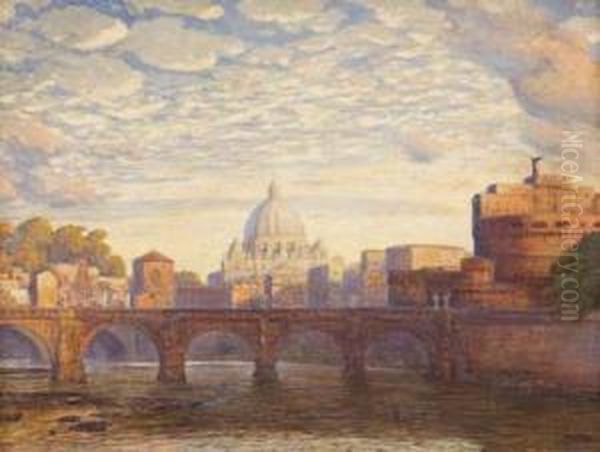 Veduta Di Castel Sant'angelo Oil Painting by Max Roeder