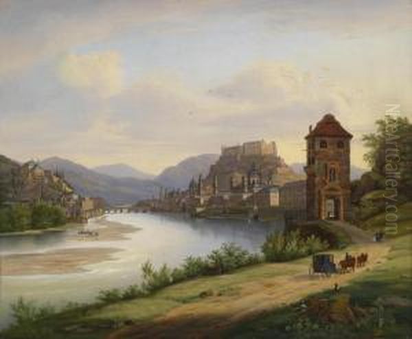 View Of Salzburg Oil Painting by Jakob Roedler