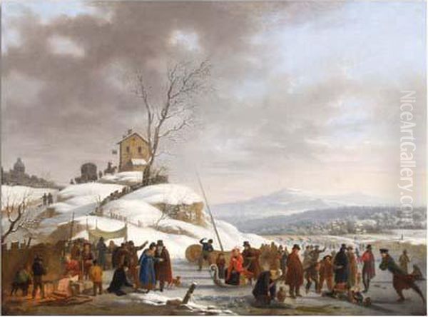 Les Plaisirs De L'hiver Oil Painting by Adolphe Roehn