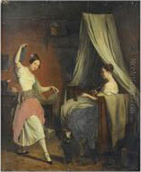 La Danse Improvisee Oil Painting by Jean Alphonse Roehn