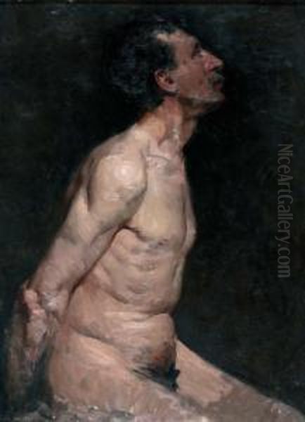 Naakte Man En Profiel Oil Painting by Albert Roelofs