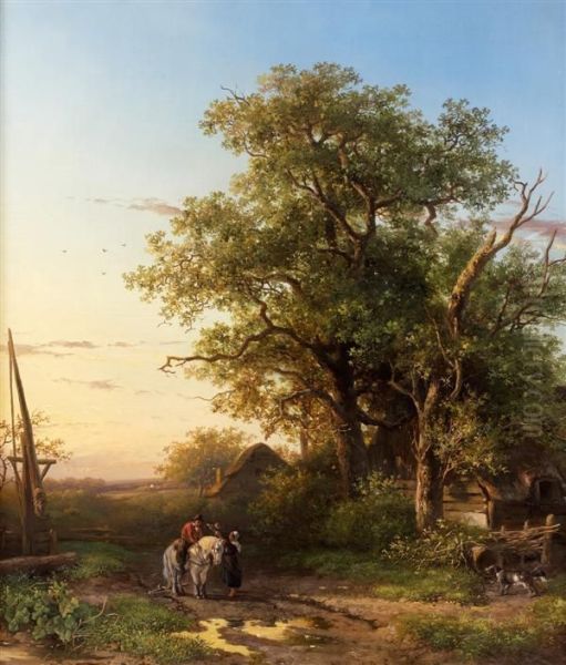 Retrouvailles Familiales Au Crepuscule Oil Painting by Willem Roelofs