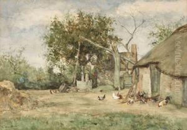 Chicken At The Farm, Calmpthout, Belgium Oil Painting by Willem Roelofs