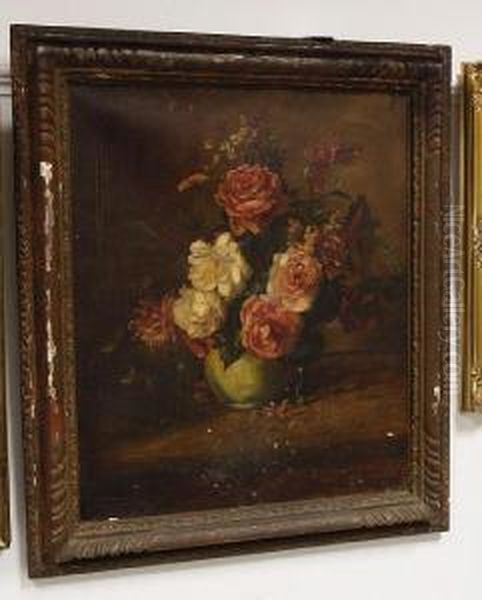 Still Life Of Flowers In A Vase Oil Painting by Willem Roelofs