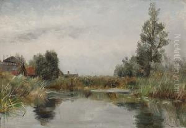 View Of A Lake Oil Painting by Willem Roelofs