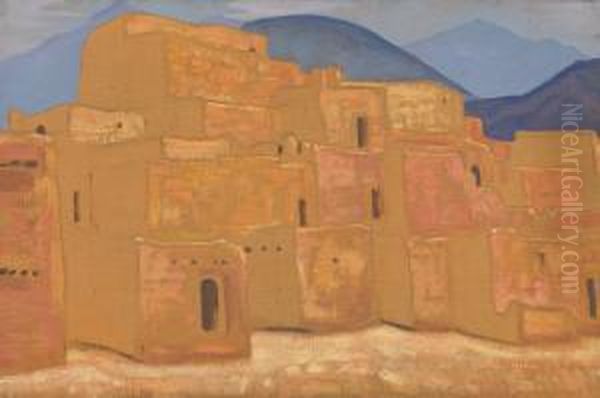 Taos Pueblo, New Mexico Oil Painting by Nicolaj Konstantinov Roerich