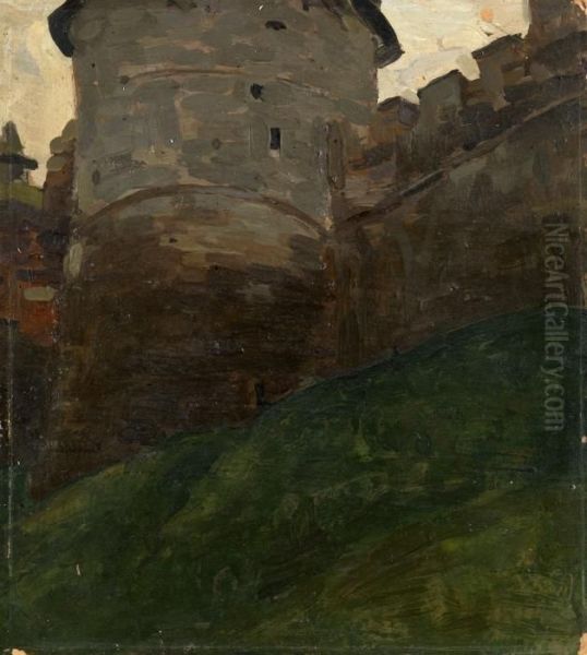 The Kremlin Tower Of Novgorod Oil Painting by Nicolaj Konstantinov Roerich