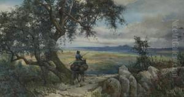 La Campagna Di Roma Oil Painting by Ettore Roesler Franz