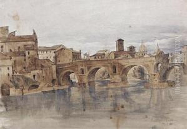 Il Ponte Rotto A Roma Oil Painting by Ettore Roesler Franz