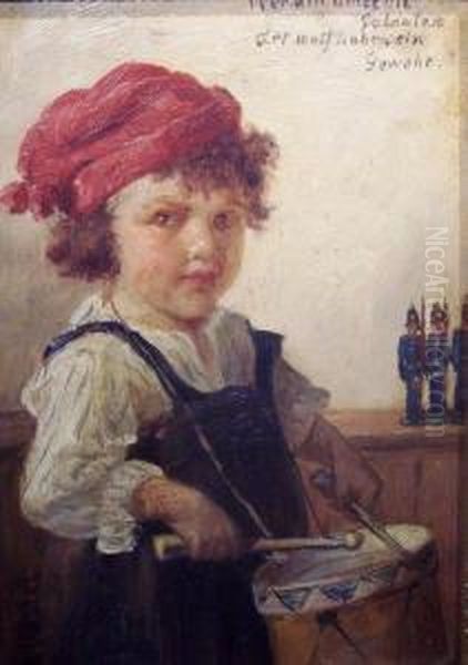 Drummer Boy With Toy Soldiers Oil Painting by Agathe Roestel