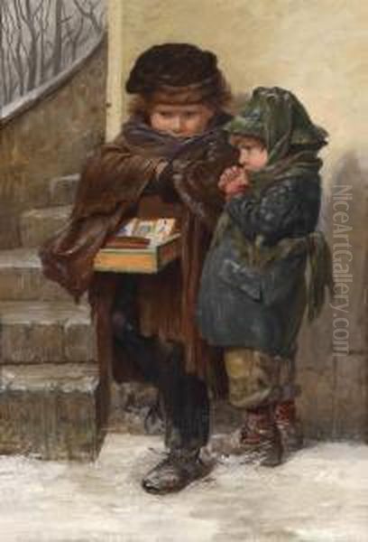 The Young Lottery Ticket Sellers Oil Painting by Agathe Roestel