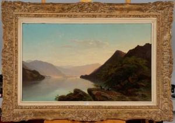 Le Soir Au Lac De Lucerne (suisse) Oil Painting by Francois Roffiaen