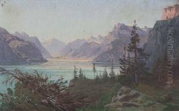 'le Grutly Au Lac Des 4 Cantons Oil Painting by Francois Roffiaen