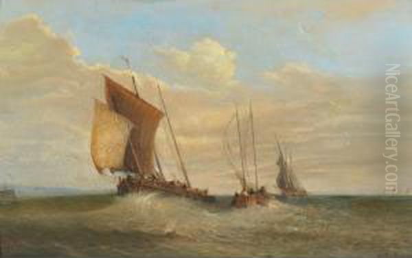 Shipping Off A Pierhead Oil Painting by Phillip Hutchins Rogers