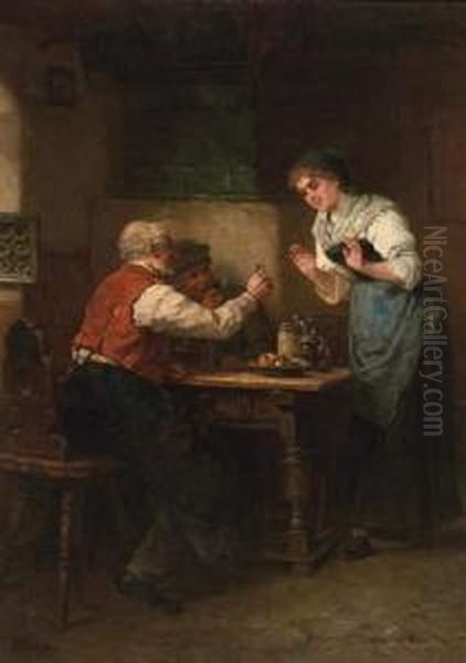 Invitaion To A Drink Oil Painting by Wilhelm Sen Roegge