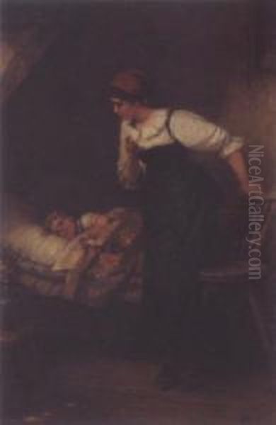 Sleeping Child Oil Painting by Wilhelm Ii Rogge