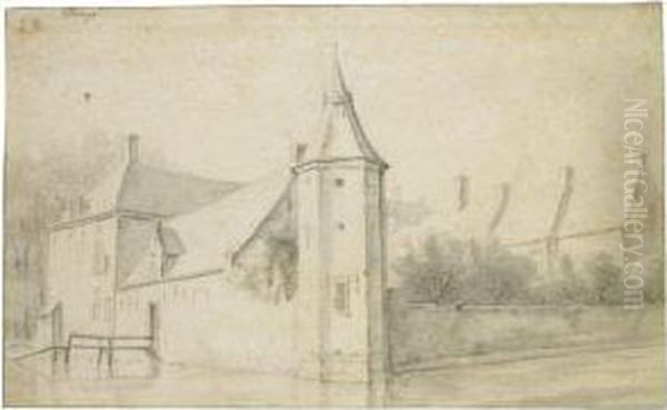 View Of Castle Blootinge, Near The Hague Oil Painting by Roelandt Roghmann