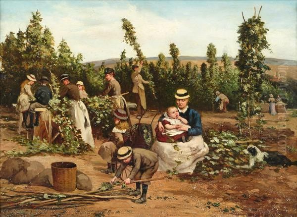 Hop Picking Sorting The Hops Oil Painting by Jean Marius Rogier