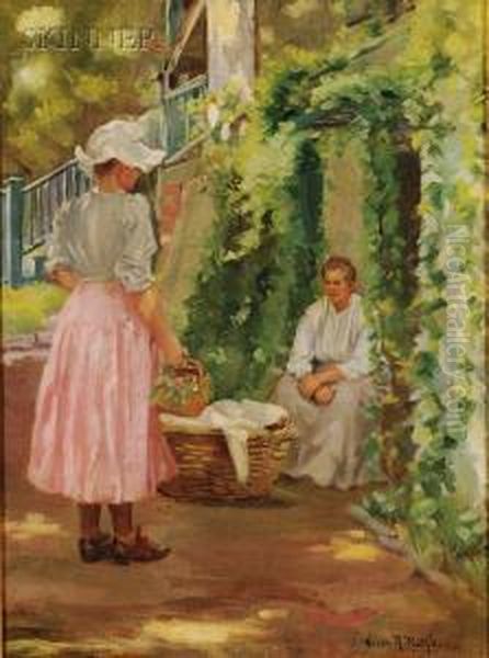 In The Garden Oil Painting by Helena Regina Rohbausch