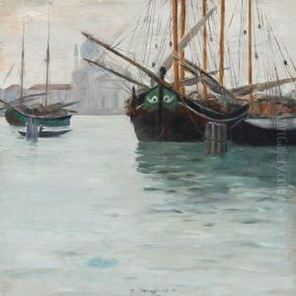 Den Store Kanal I Venedig Oil Painting by Johan Rohde