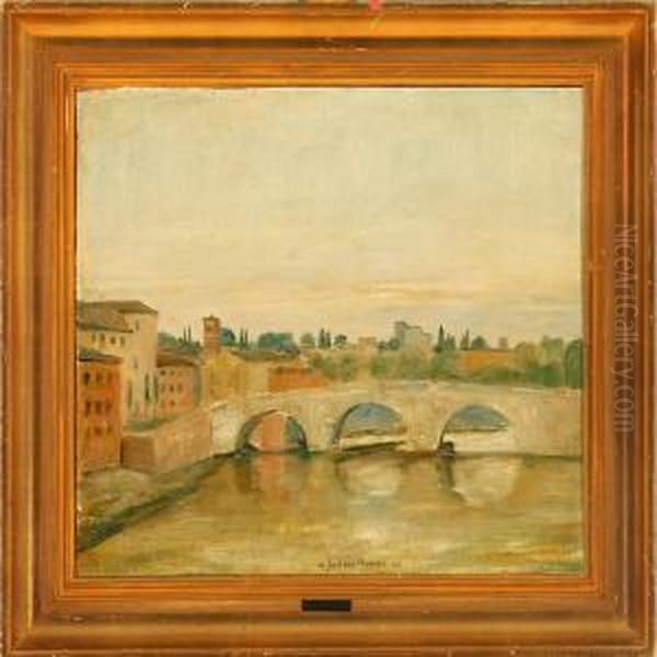 Ponte S. Bartholemeo Rom Oil Painting by Johan Frederik Rohde