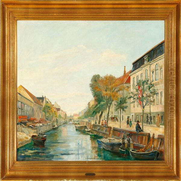 Harbour Scene Fromchristianshavn, Denmark Oil Painting by Johan Frederik Rohde