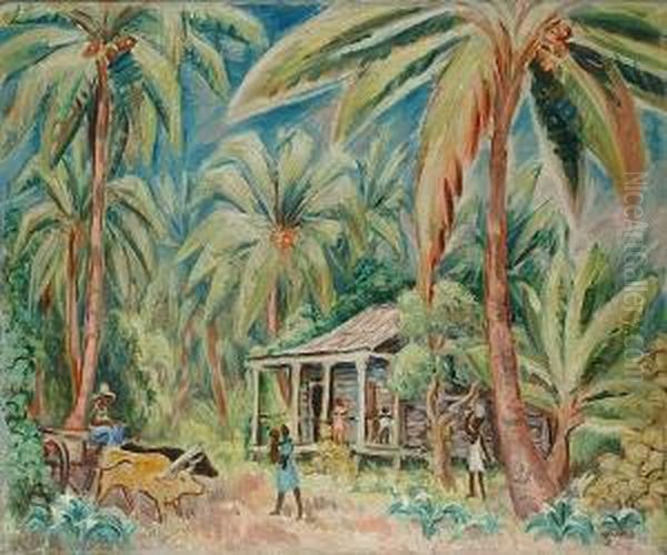 Palm Trees, Porto Rico Oil Painting by Paul Rohland