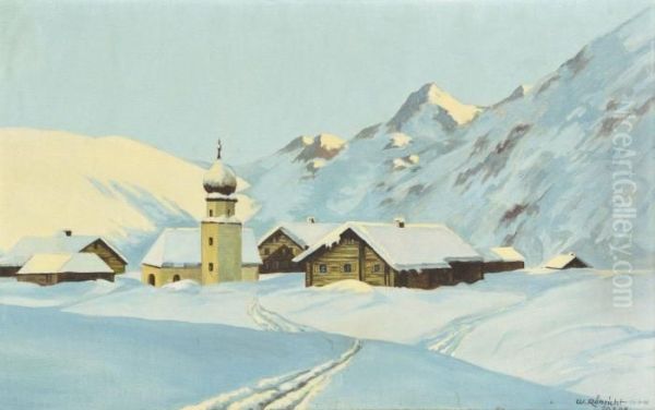 Alpine Village Oil Painting by Wolf, Walter Rohricht