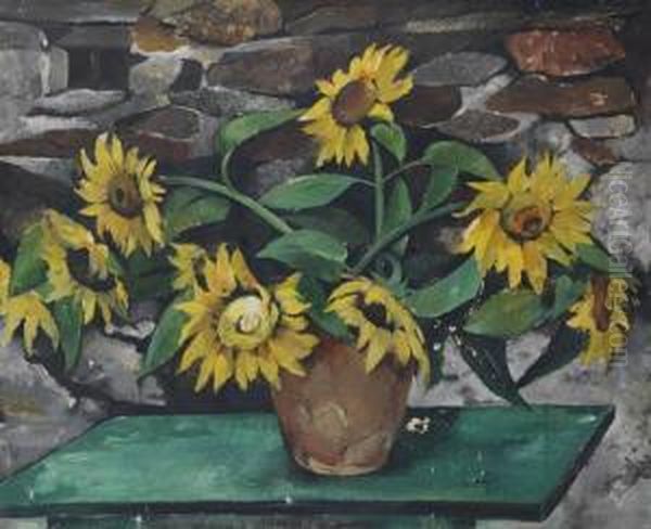 Stillleben Mit Sonnenblumen Oil Painting by Wolf, Walter Rohricht