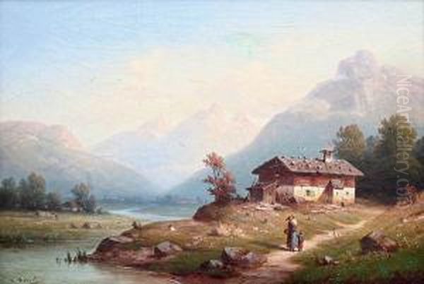 Swiss Alps Oil Painting by Louis Rohsal