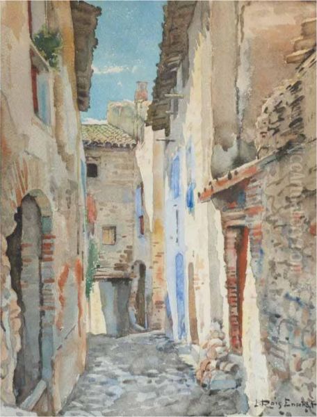 Calle De Pueblo Oil Painting by Lluis Roig Ensenat