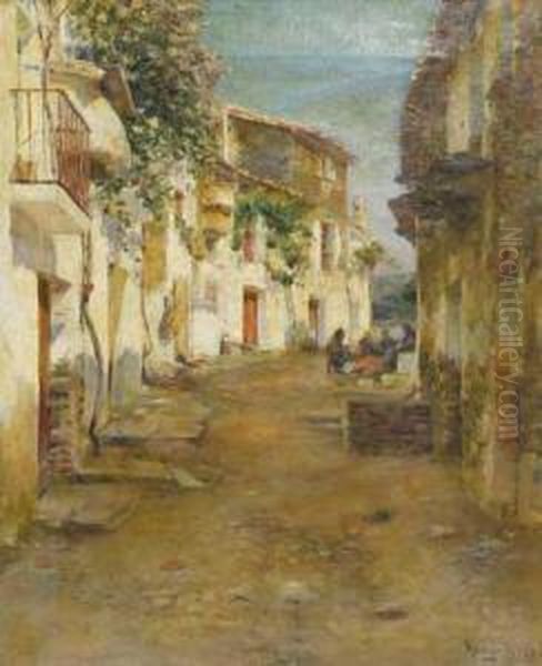 Pueblo Oil Painting by Joan Roig Soler